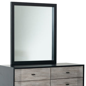 40" Black Ash Veneer Rectangle Wall Mounted Dresser Mirror Engineered Wood Framed - Montana Home & Kitchen Co.