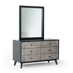 40" Black Ash Veneer Rectangle Wall Mounted Dresser Mirror Engineered Wood Framed - Montana Home & Kitchen Co.