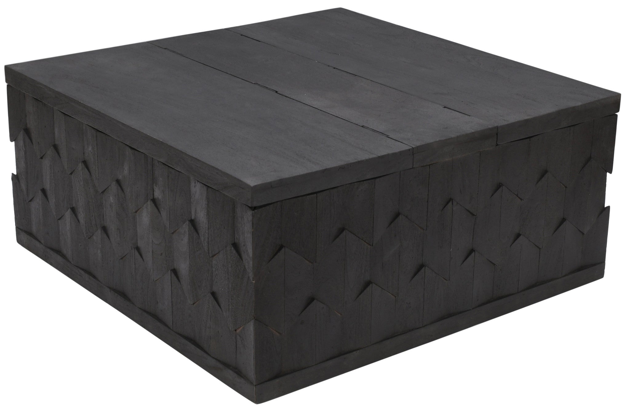 40" Dark Gray Solid Wood Square Distressed Coffee Table - Montana Home & Kitchen Co.