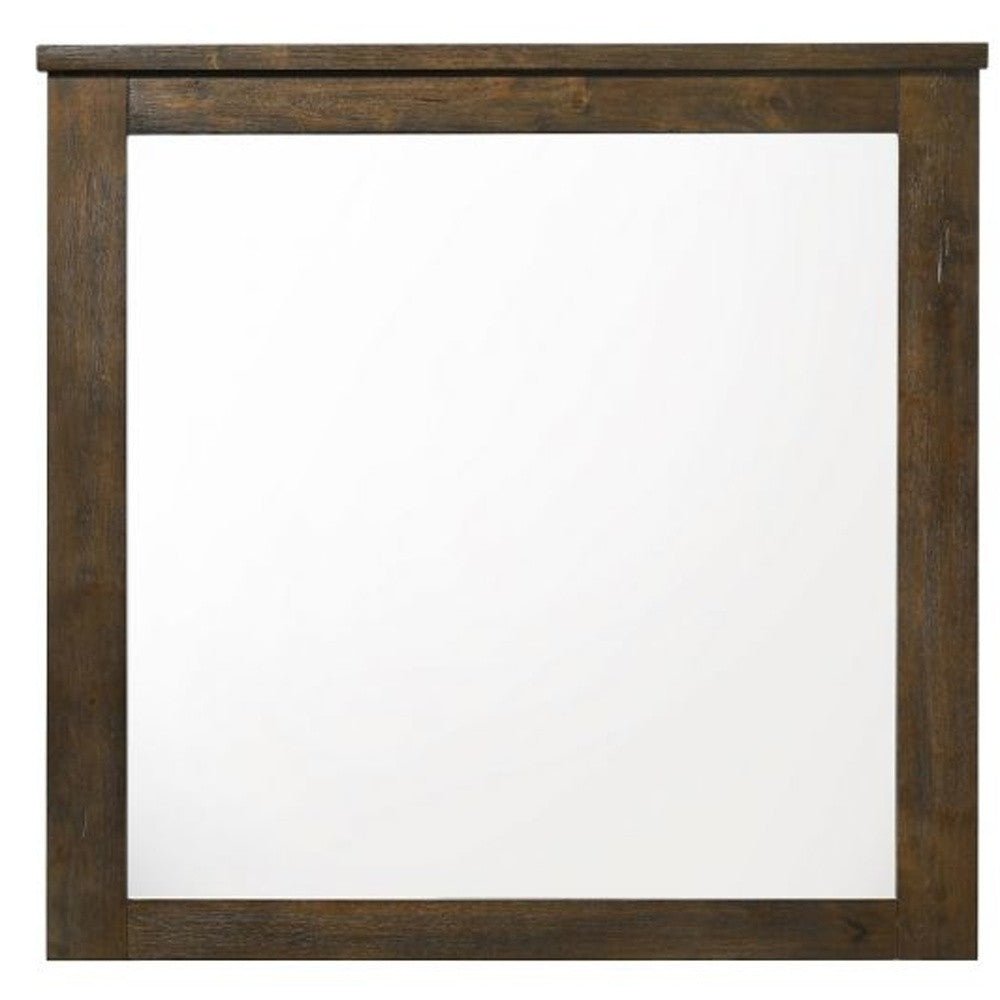 40" Oak Rectangle Dresser Mirror Mounts To Dresser With Frame - Montana Home & Kitchen Co.