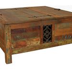 40" Rustic Brown Reclaimed Wood Square Lift Top Coffee Table - Montana Home & Kitchen Co.