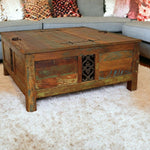 40" Rustic Brown Reclaimed Wood Square Lift Top Coffee Table - Montana Home & Kitchen Co.