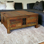 40" Rustic Brown Reclaimed Wood Square Lift Top Coffee Table - Montana Home & Kitchen Co.