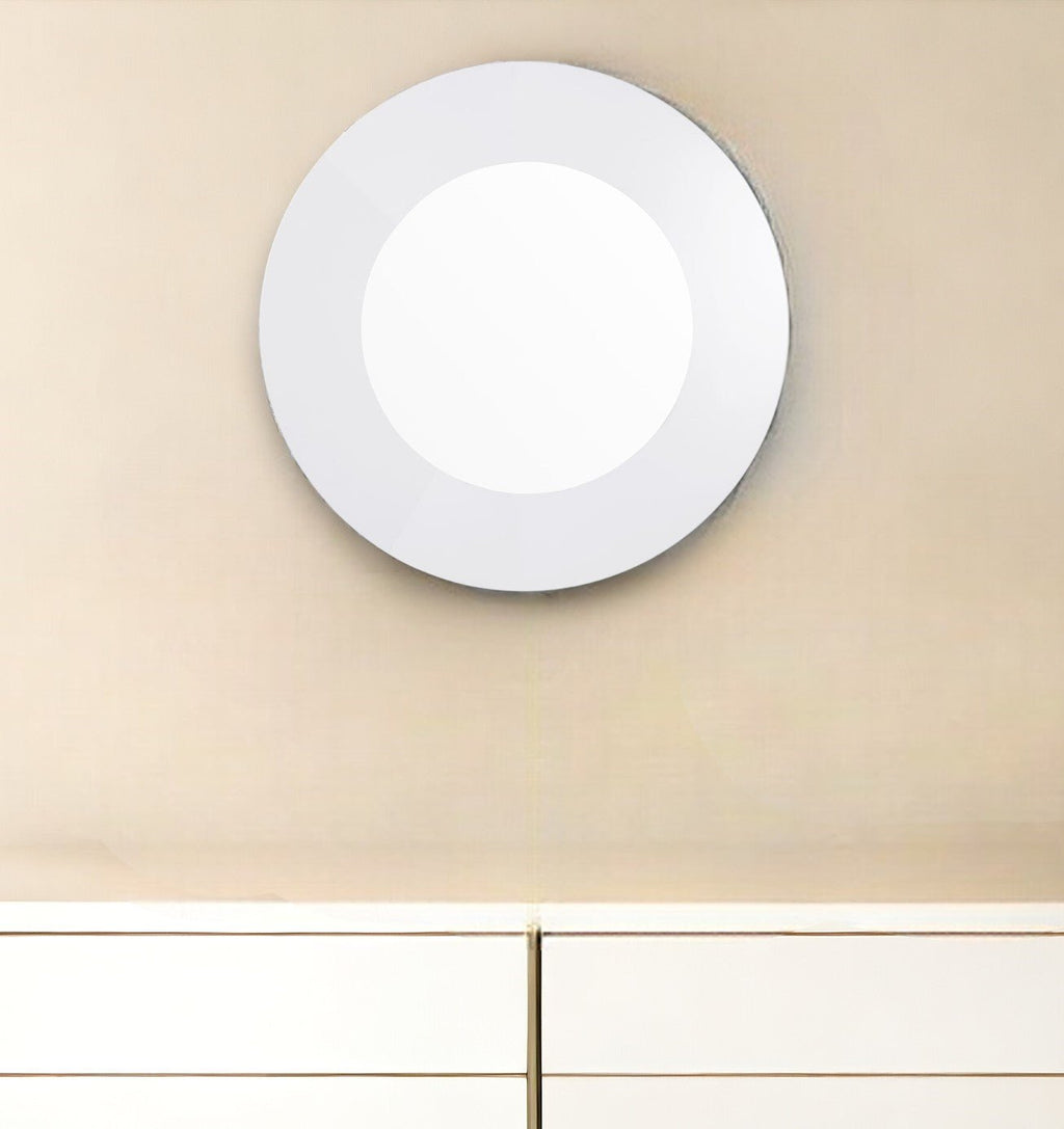 40" White Round Framed Accent Mirror - Montana Home & Kitchen Co.