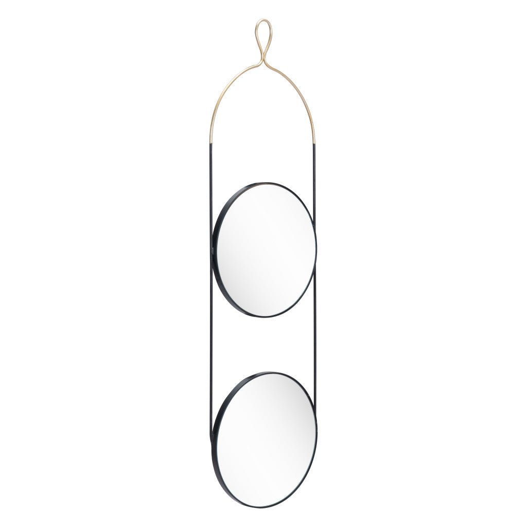 41" Gold and Black Round Accent Steel Mirror - Montana Home & Kitchen Co.