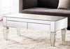 41" Silver Glass With Iron Mirrored Coffee Table - Montana Home & Kitchen Co.