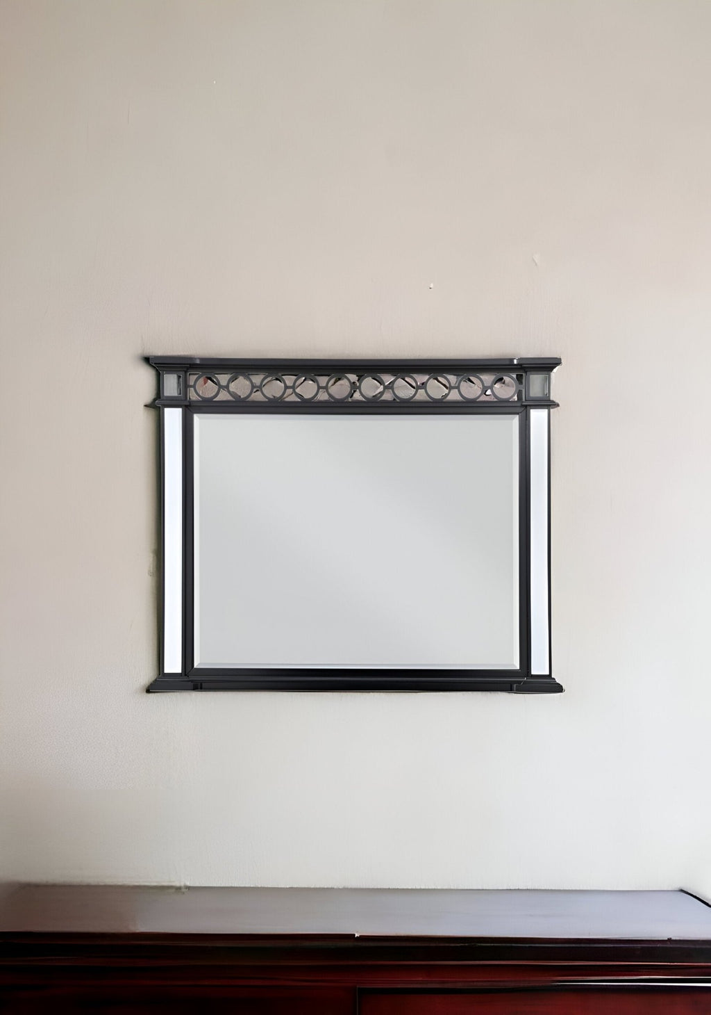 42" Mirrored, Black & Sliver Finish Dresser Mirror - Montana Home & Kitchen Co.