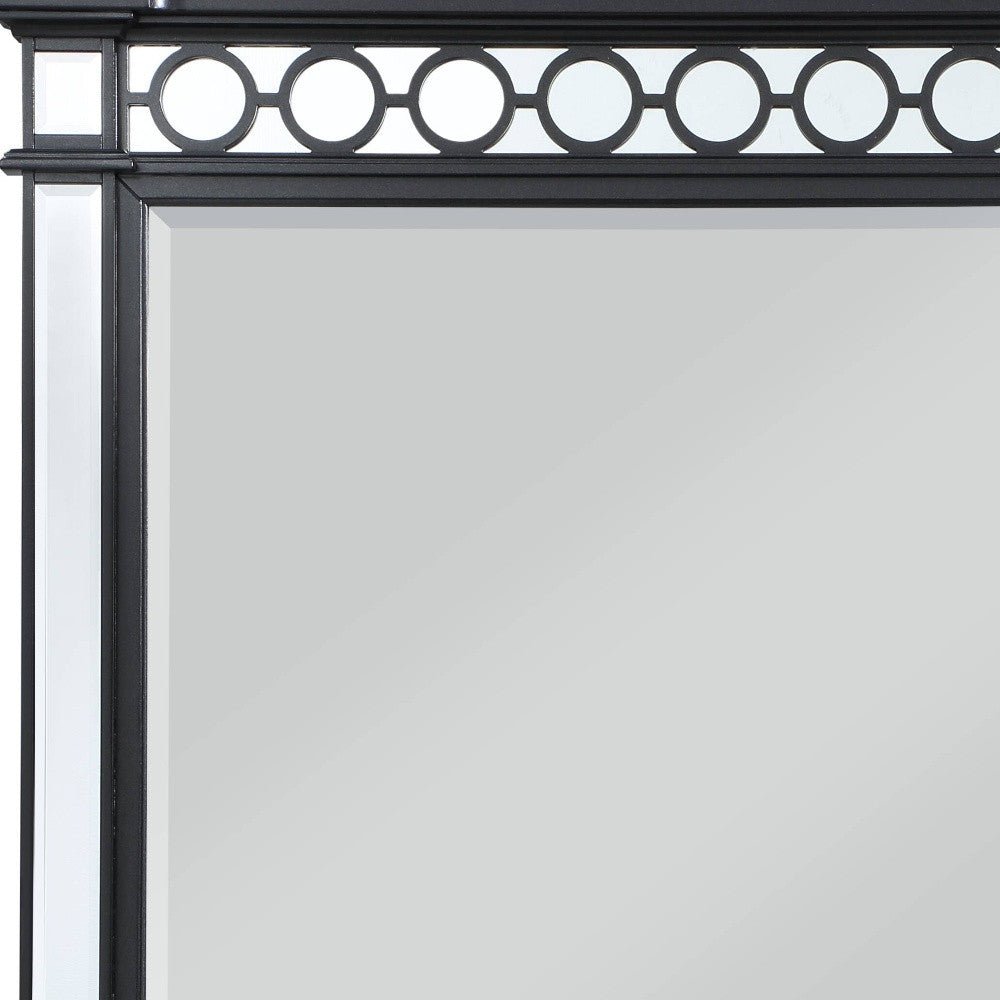 42" Mirrored, Black & Sliver Finish Dresser Mirror - Montana Home & Kitchen Co.