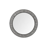 42" Round Black Metal Frame Wall Mirror With Wood Beads - Montana Home & Kitchen Co.