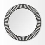 42" Round Black Metal Frame Wall Mirror With Wood Beads - Montana Home & Kitchen Co.