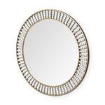 42" Round Gold Metal Frame Wall Mirror With White Wood Beads - Montana Home & Kitchen Co.