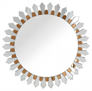 43" Gold Round Glass Framed Accent Mirror - Montana Home & Kitchen Co.