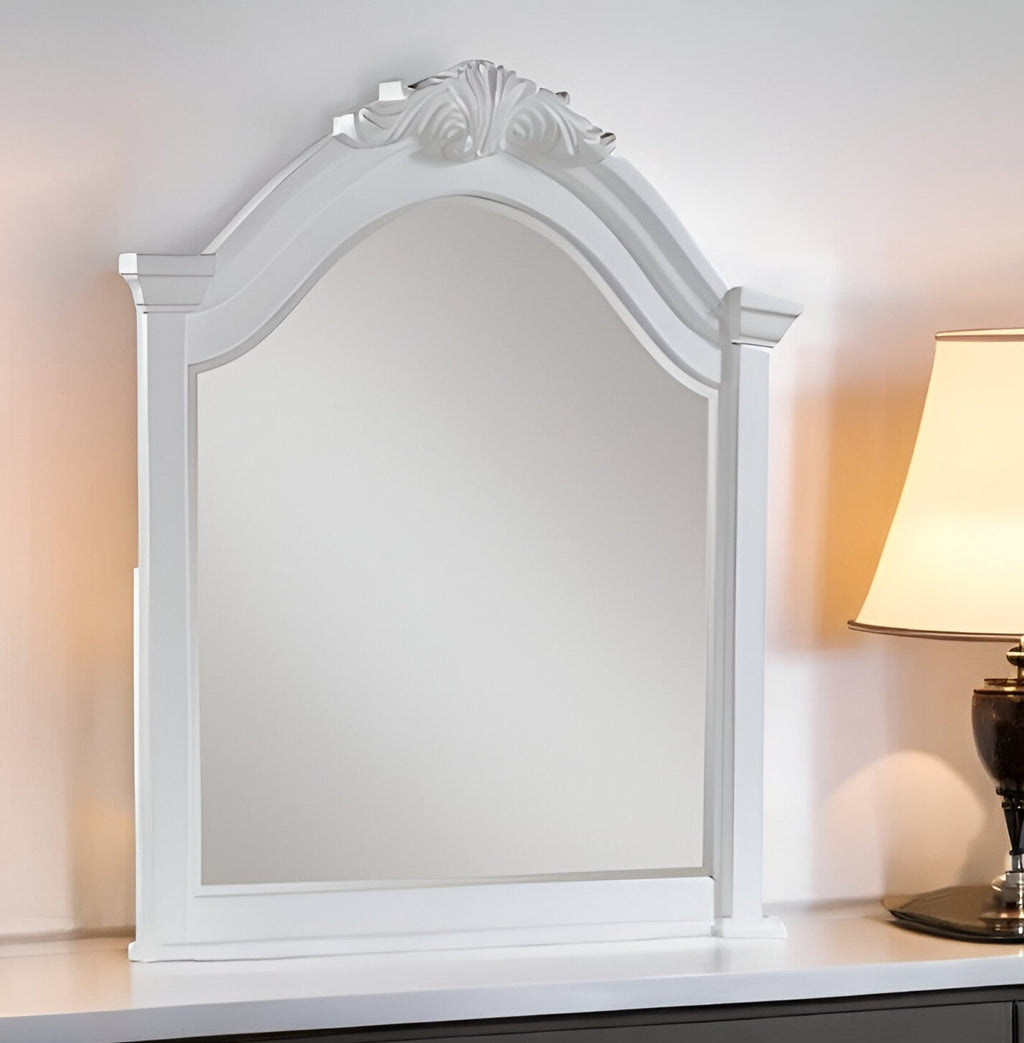 43" White Finish Arch Dresser Mirror - Montana Home & Kitchen Co.