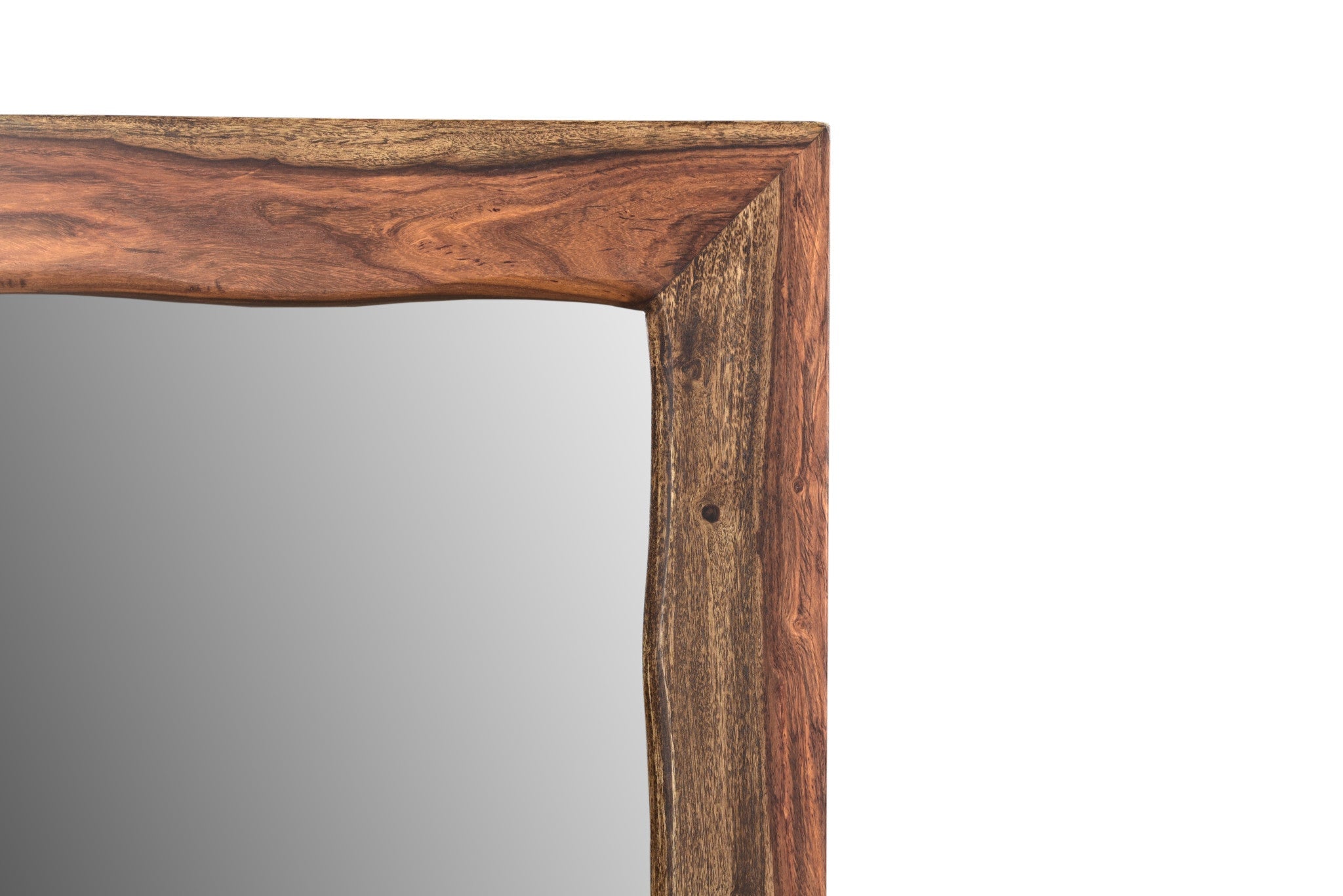 44" Dark Brown Solid Wood Framed Accent Mirror - Montana Home & Kitchen Co.