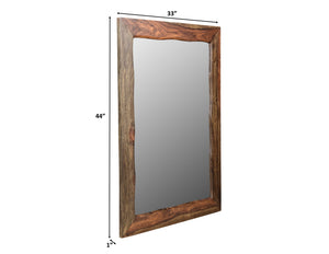 44" Dark Brown Solid Wood Framed Accent Mirror - Montana Home & Kitchen Co.