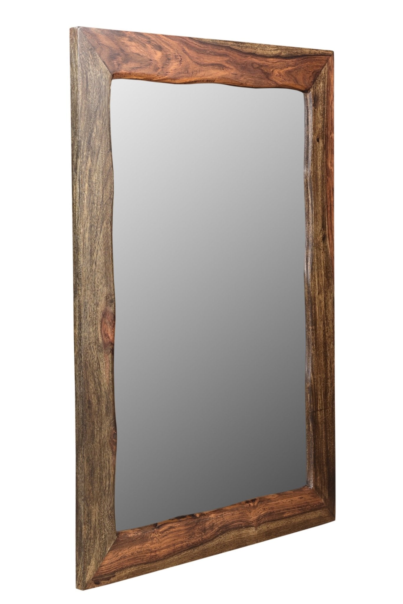 44" Dark Brown Solid Wood Framed Accent Mirror - Montana Home & Kitchen Co.