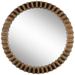 44" Round Brown Wood Frame Wall Mirror - Montana Home & Kitchen Co.