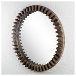 44" Round Brown Wood Frame Wall Mirror - Montana Home & Kitchen Co.