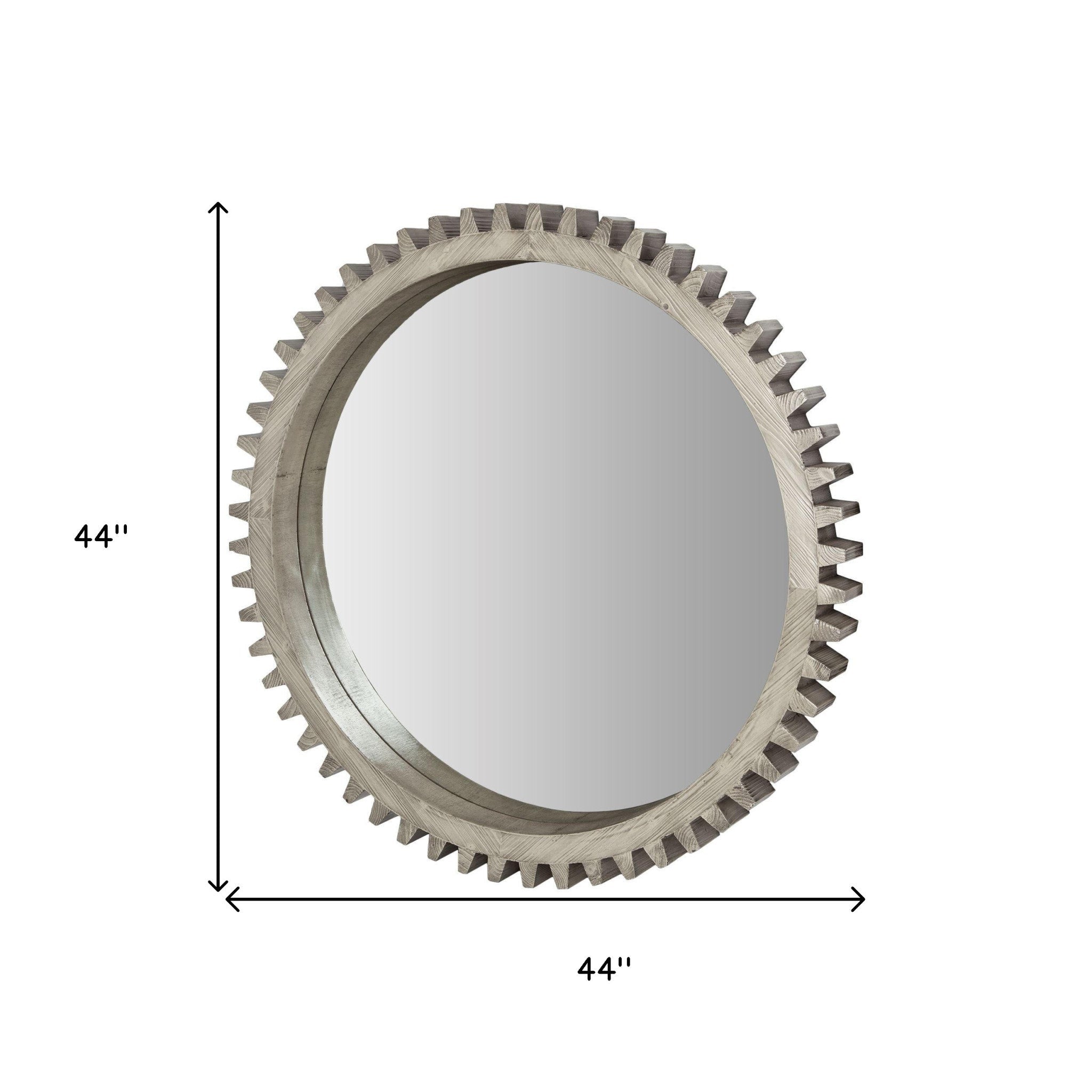 44" Round Silver Wood Frame Wall Mirror - Montana Home & Kitchen Co.