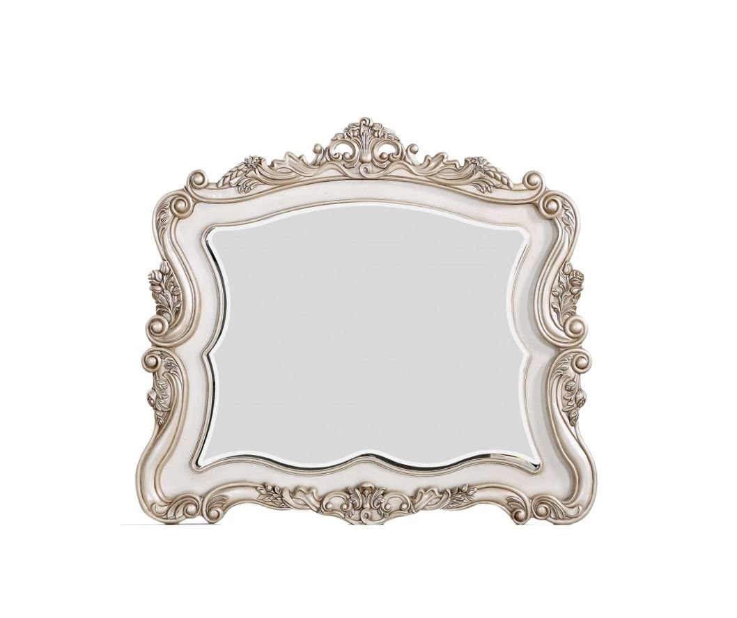 44" White Novelty Solid Wood Framed Dresser Mirror - Montana Home & Kitchen Co.