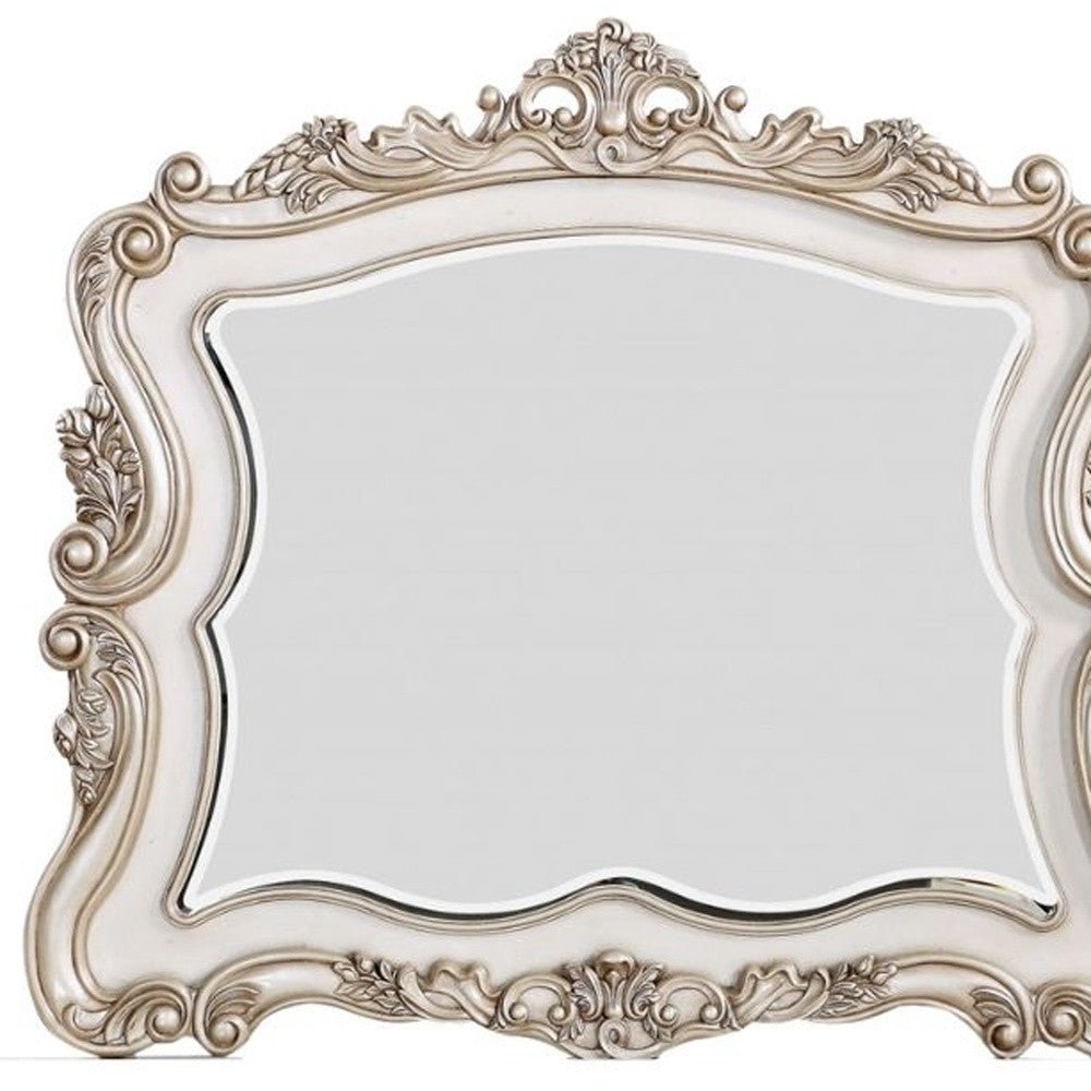 44" White Novelty Solid Wood Framed Dresser Mirror - Montana Home & Kitchen Co.