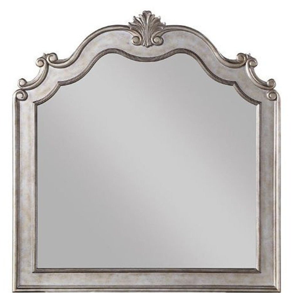 45" Antique Champagne Dresser Mirror Mounts To Dresser With Frame - Montana Home & Kitchen Co.