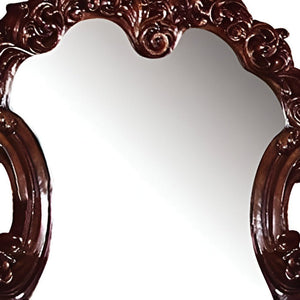 45" Brown Crowned Top Solid Wood Framed Dresser Mirror - Montana Home & Kitchen Co.