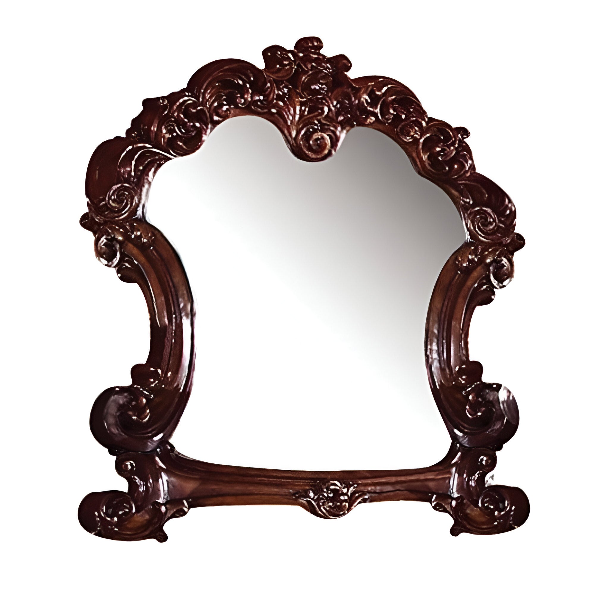 45" Brown Crowned Top Solid Wood Framed Dresser Mirror - Montana Home & Kitchen Co.