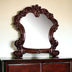 45" Brown Crowned Top Solid Wood Framed Dresser Mirror - Montana Home & Kitchen Co.