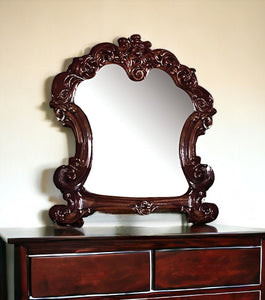 45" Brown Crowned Top Solid Wood Framed Dresser Mirror - Montana Home & Kitchen Co.