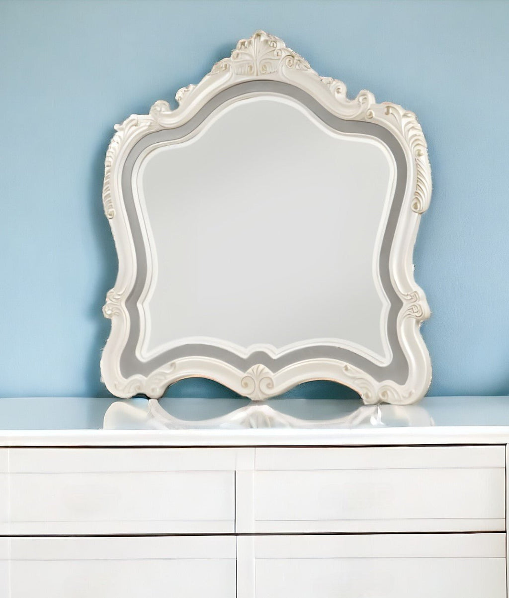 45" Pearl White Arch Dresser Mirror - Montana Home & Kitchen Co.