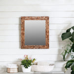 46" Brown Solid Wood Geometric Starburst Framed Accent Mirror - Montana Home & Kitchen Co.