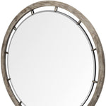 46" Round Brown Wood Frame Wall Mirror - Montana Home & Kitchen Co.