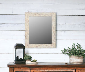 46" White Solid Wood Geometric Starburst Framed Accent Mirror - Montana Home & Kitchen Co.