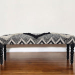 47" Black And White Black Leg Southwest Upholstered Bench - Montana Home & Kitchen Co.