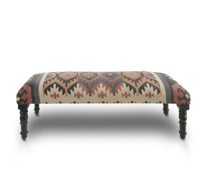 47" Brown Red and Natural Black Leg Southwest Upholstered Bench - Montana Home & Kitchen Co.