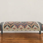 47" Brown Red and Natural Black Leg Southwest Upholstered Bench - Montana Home & Kitchen Co.