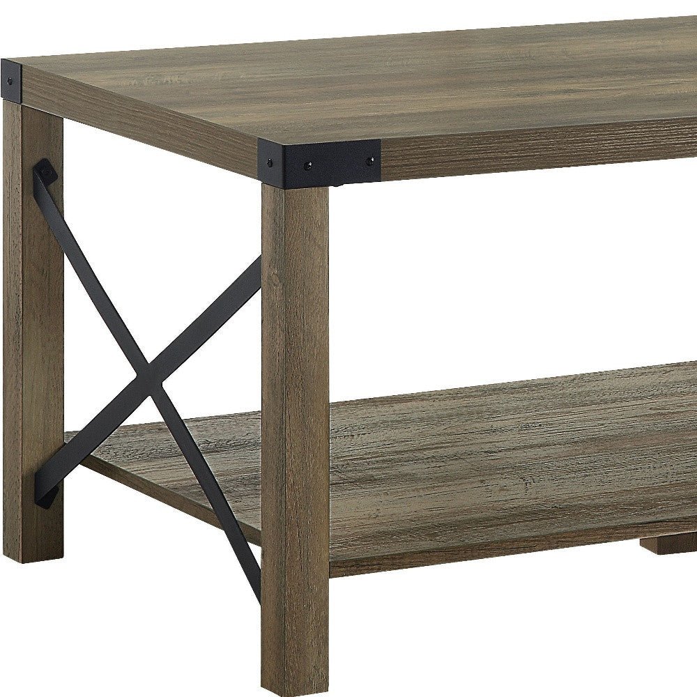 47" Oak Coffee Table With Shelf - Montana Home & Kitchen Co.