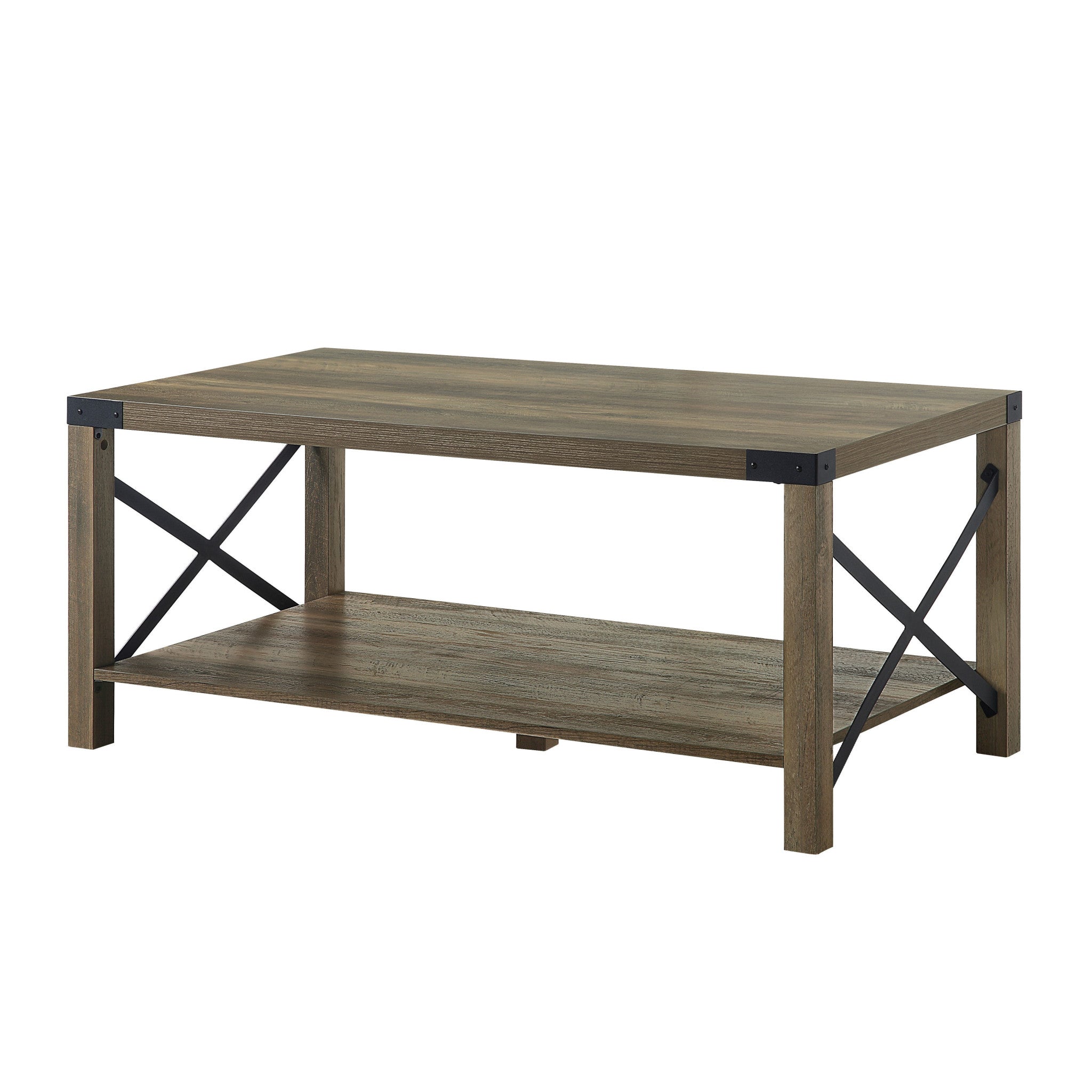 47" Oak Coffee Table With Shelf - Montana Home & Kitchen Co.