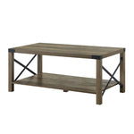 47" Oak Coffee Table With Shelf - Montana Home & Kitchen Co.