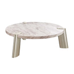 48" Gold And White Genuine Marble Round Coffee Table - Montana Home & Kitchen Co.