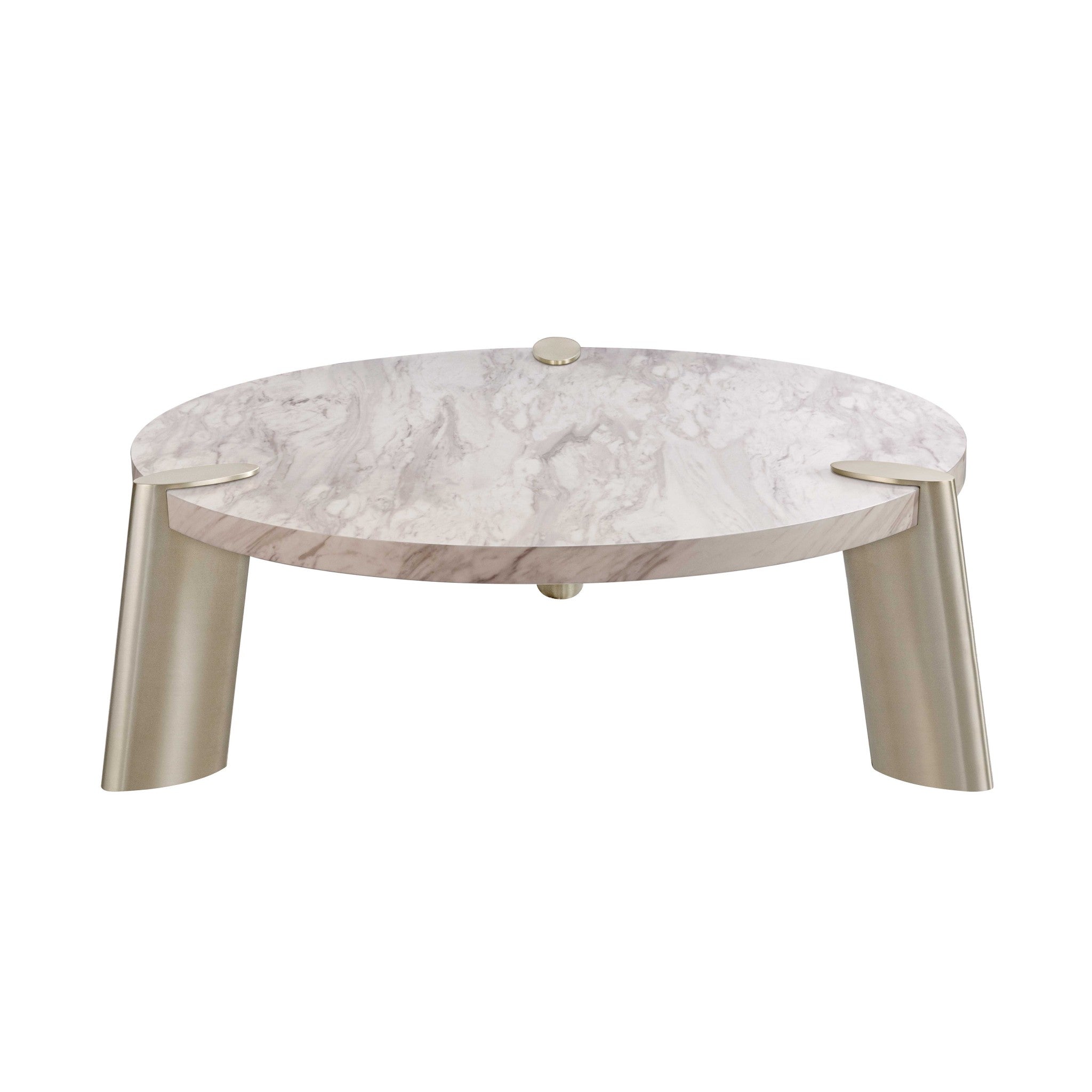 48" Gold And White Genuine Marble Round Coffee Table - Montana Home & Kitchen Co.