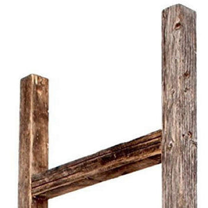 48" Gray Rustic Four Step Wood Ladder Shelf - Montana Home & Kitchen Co.