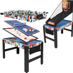 5 - in - 1 Multi - Game Table 45 - Inch - Billiards, Push Hockey, Foosball, Ping Pong, and Basketball - Weathered Gray - Montana Home & Kitchen Co.