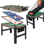 5 - in - 1 Multi - Game Table 45 - Inch - Billiards, Push Hockey, Foosball, Ping Pong, and Basketball - Weathered Gray - Montana Home & Kitchen Co.