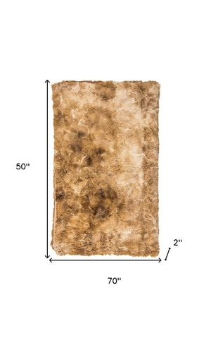 50" X 70" Taupe and Ivory Faux Fur Plush Throw Blanket - Montana Home & Kitchen Co.