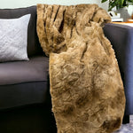 50" X 70" Taupe and Ivory Faux Fur Plush Throw Blanket - Montana Home & Kitchen Co.