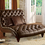 52" Brown Faux Leather Lounge Chair And Toss Pillows - Montana Home & Kitchen Co.