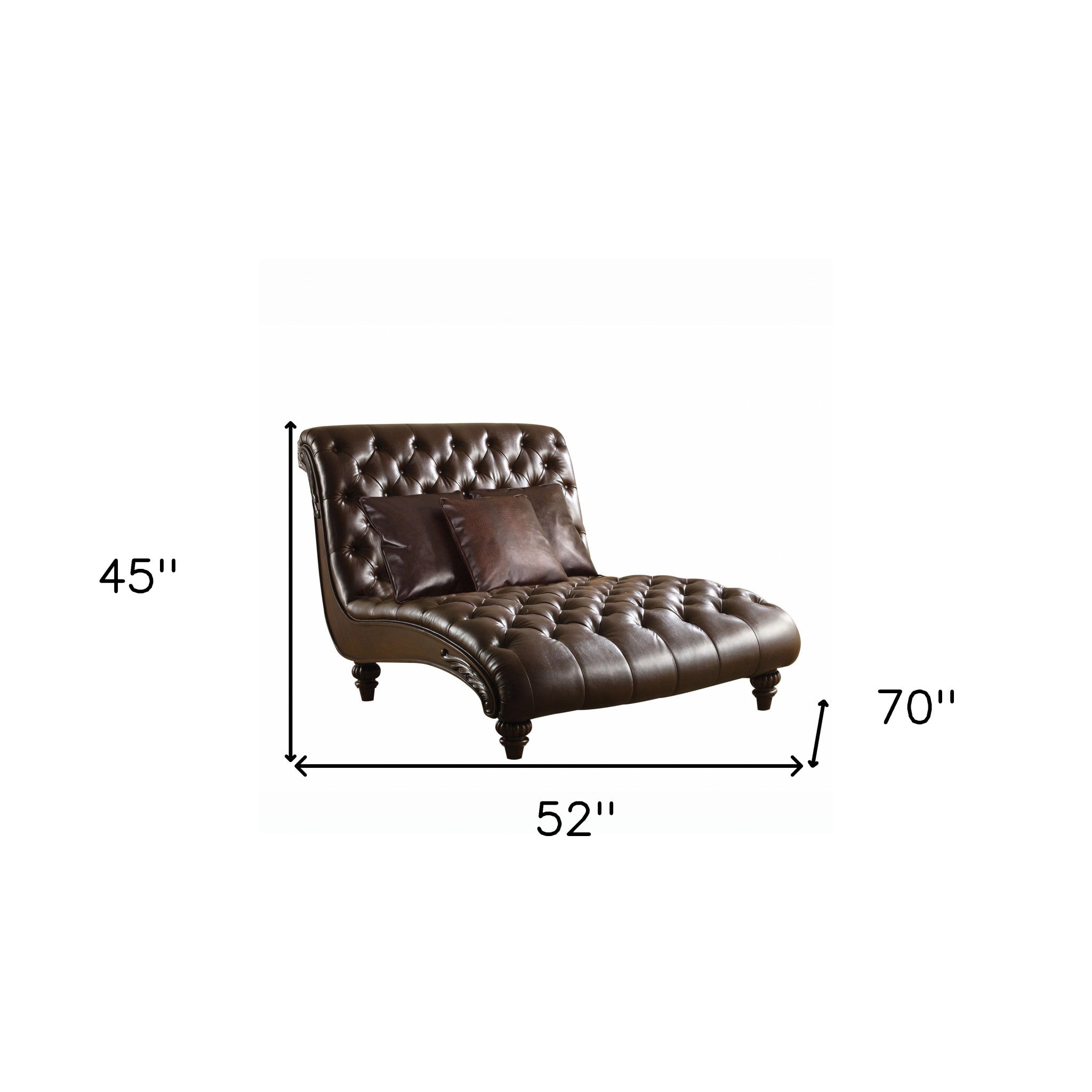 52" Brown Faux Leather Lounge Chair And Toss Pillows - Montana Home & Kitchen Co.