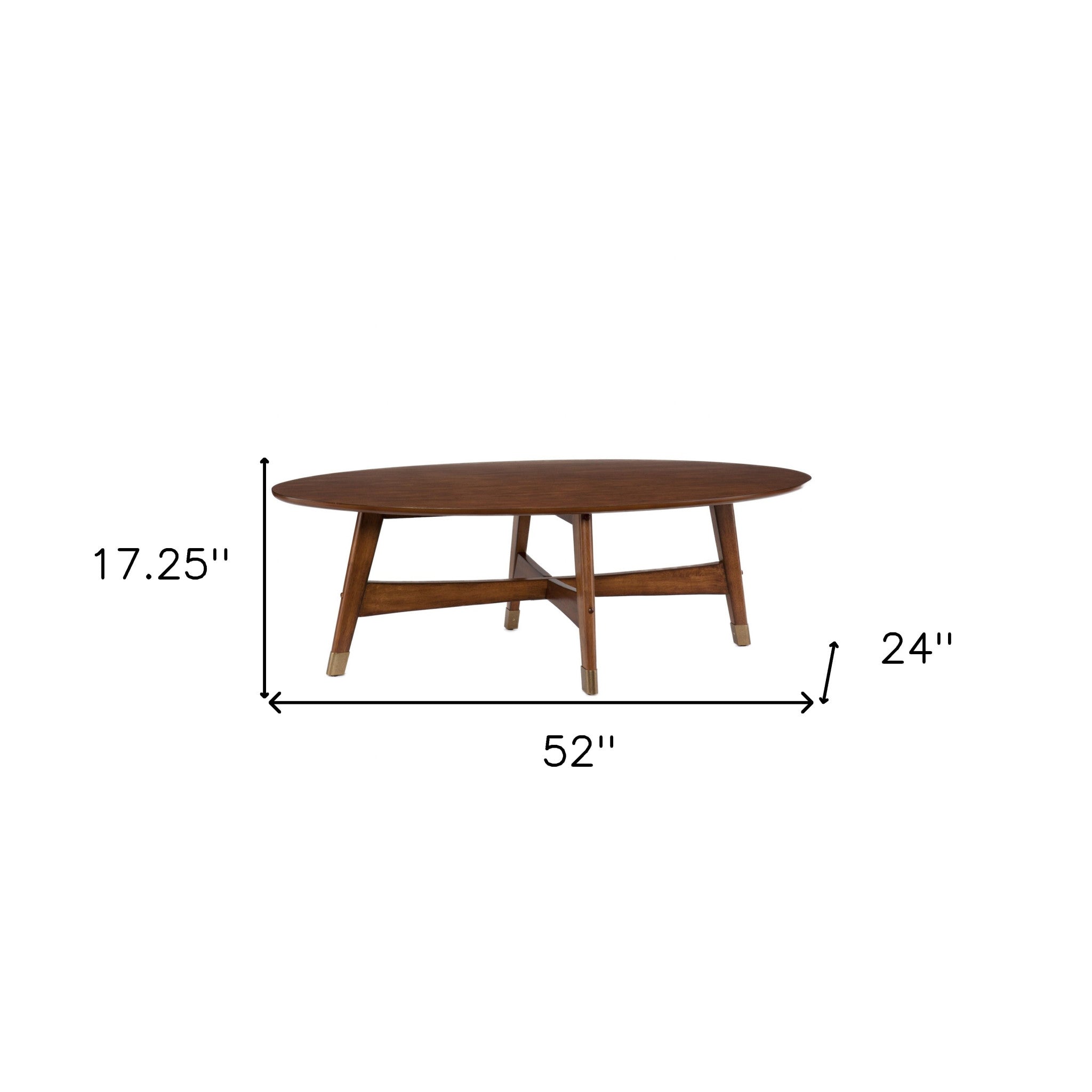 52" Brown Solid Wood With Iron Coffee Table - Montana Home & Kitchen Co.